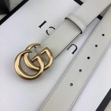 Best Gucci Best Quality Leather Belt With Double G White Buckle
