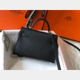 Hermes Mini Kelly Black Best Quality Handbag Epsom leather