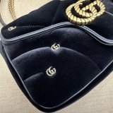 Black Velvet 443497 Gucci GG Marmont Matelassé Shilder Best Quality Bag