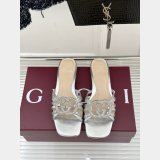 Women's slide with crystal Interlocking G Flat