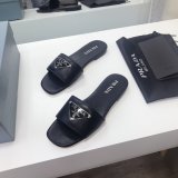 Best Quality Prada Logo cutout White And Black Calfskin leather sandals