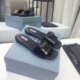 Best Quality  Prada Leather Logo Flat Slide Sandals