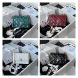 Designer Best Quality Calfskin & Gold-Tone Metal White Mini Flap AS2615 Bag