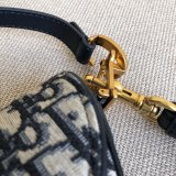 Best Quality Christian Dior Saddle Bag Grained Blue Oblique Jacquard
