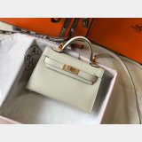 Best Quality Hermes Mini Kelly Handbag Epsom leather Off white