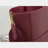 Women's Sangle bucket Best Quality Celine bag Wine red grained calfskin