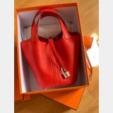 Hermes Best Quality Picotin Mm Clemens Fitting Red Bag