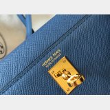 Hermes Blue Mini Kelly Best Quality Handbag Epsom leather