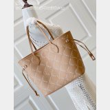 Louis Vuitton Neverfull MM Monogram Empreinte M45686 Apricot Embroidery Thread Bag