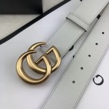 Best Gucci Best Quality Leather Belt With Double G White Buckle