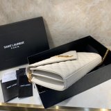 YSL Best Quality Saint Laurent Envelope Wallet on Chain WOC 620280 White Bag