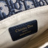 Best Quality Christian Dior Saddle Bag Grained Blue Oblique Jacquard