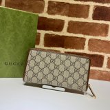 Best Quality Gucci GG Supreme Fake 673003 Zip around wallet with Interlocking G