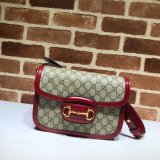 Gucci Best Quality GG Horsebit 1955 small shoulder 602204 red bag