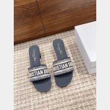 Best Quality Designer Dior Dway One-word embroidered slippers Shoes Online