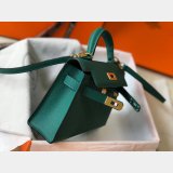 Hermes Mini Kelly Best Quality Army Green Handbag Epsom leather