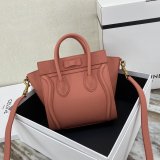 Best Quality Celine Pink Nano Luggage bag in drummed calfskin