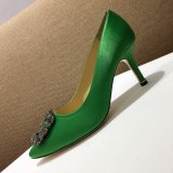 Best Manolo Blahnik HANGISI Satin Jewel Buckle Pumps