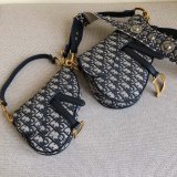 Best Quality Christian Dior Saddle Bag Grained Blue Oblique Jacquard
