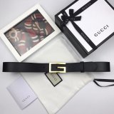 Luxury Gucci 35mm Buckle Black leather belt Luxury Goods