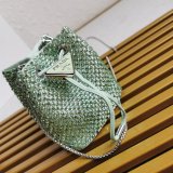 Designer Prada Best Quality 1NR016 Crystal Embellished Satin Mini-pouch Bag