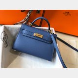 Hermes Blue Mini Kelly Best Quality Handbag Epsom leather