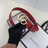 AAA+ Gucci Best Quality Leather Belt With Double G Red Buckle