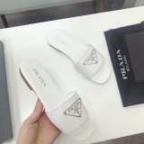 Best Quality Prada Logo cutout White And Black Calfskin leather sandals