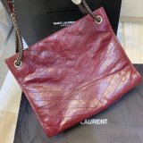 Best Quality YSL NIKI red shopping bag in crinkled vintage leather