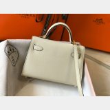 Best Quality Hermes Mini Kelly Handbag Epsom leather Off white