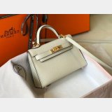 Best Quality Hermes Mini Kelly Handbag Epsom leather Off white