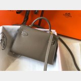 Best Quality Hermes Mini Kelly Epsom leather Earthy Gray Bags