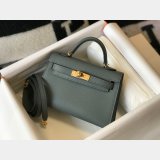 Hermes Best Quality Mini Kelly Epsom leather ArmyGreen Bags