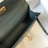 Hermes Best Quality Mini Kelly Epsom leather ArmyGreen Bags