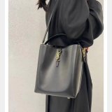 Le 37 In Shiny Leather Hobo Buckets 742828 Best Quality Saint Laurent Bag