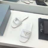 Best Quality Prada Logo cutout White And Black Calfskin leather sandals
