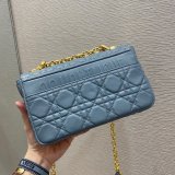 High Quality Dior Caro 20cm Luxury Goods blue bags