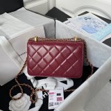 Designer Best Quality Calfskin & Gold-Tone Metal White Mini Flap AS2615 Bag