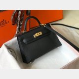 Hermes Mini Kelly Black Best Quality Handbag Epsom leather