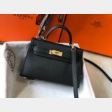 Hermes Mini Kelly Black Best Quality Handbag Epsom leather
