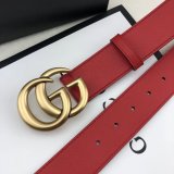 AAA+ Gucci Best Quality Leather Belt With Double G Red Buckle