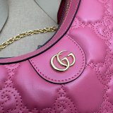 Gucci Best Quality 739709 GG Matelassé Duplicate Shoulder Pink Bag