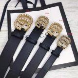 Gucci Best Quality Leather belt with pearl Buckle
