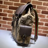 7 Star Gucci Backpack Best Quality 678829 with jumbo GG in camel and ebony GG canvas