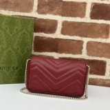 Gucci Best Quality Rosso Ancora GG Marmont Red Matelassé Chevron 476433/446744/443497 Bag