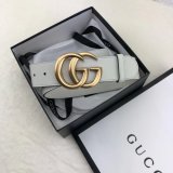 Best Gucci Best Quality Leather Belt With Double G White Buckle