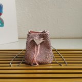 Designer Prada Best Quality 1NR016 Crystal Embellished Satin Mini-pouch Bag