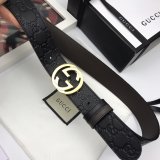 7 Star Gucci 37mm Best Quality Interlocking G-Buckle Leather black Belt
