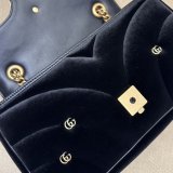 Black Velvet 443497 Gucci GG Marmont Matelassé Shilder Best Quality Bag