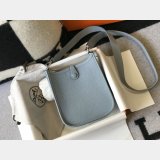 Hermes Best Quality Evelyne Mini TPM Taurillon Clemence blue lin